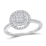 14kt White Gold Womens Princess Diamond Cluster Bridal Wedding Engagement Ring 1/2 Cttw