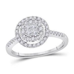 14kt White Gold Womens Princess Diamond Cluster Bridal Wedding Engagement Ring 1/2 Cttw