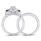 14kt White Gold Womens Pear Diamond Bridal Wedding Engagement Ring Band Set 1.00 Cttw (Certified)