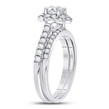 14kt White Gold Womens Round Diamond Bridal Wedding Engagement Ring Band Set 1.00 Cttw (Certified)