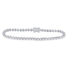 14kt White Gold Womens Round Diamond Timeless Tennis Bracelet 2.00 Cttw