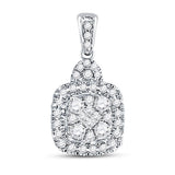 14kt White Gold Womens Round Diamond Fashion Dangle Earrings 1/2 Cttw