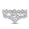 14kt Two-tone Gold Womens Round Diamond Bridal Wedding Engagement Ring Band Set 5/8 Cttw (Certified)
