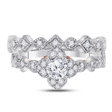 14kt Two-tone Gold Womens Round Diamond Bridal Wedding Engagement Ring Band Set 5/8 Cttw (Certified)
