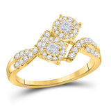14kt Yellow Gold Womens Princess Diamond Cluster Bridal Wedding Engagement Ring 1/2 Cttw