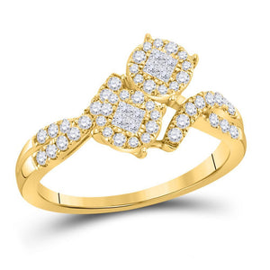 14kt Yellow Gold Womens Princess Diamond Cluster Bridal Wedding Engagement Ring 1/2 Cttw