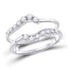 14kt White Gold Womens Round Diamond Journey Wrap Ring Guard Enhancer 1/3 Cttw