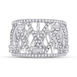 14kt White Gold Womens Round Diamond Modern Fashion Band Ring 1.00 Cttw