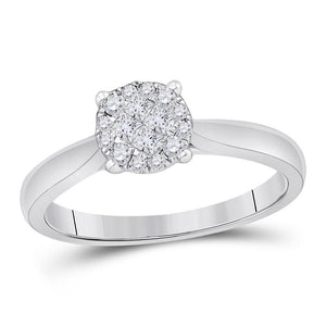 14kt White Gold Womens Princess Diamond Cluster Bridal Wedding Engagement Ring 1/4 Cttw