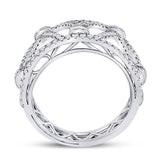 14kt White Gold Womens Round Diamond Modern Fashion Band Ring 1.00 Cttw