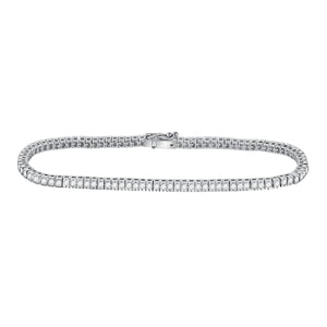 14kt White Gold Womens Round Diamond Timeless Tennis Bracelet 2.00 Cttw