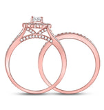 14kt Rose Gold Womens Oval Diamond Bridal Wedding Engagement Ring Band Set 1.00 Cttw (Certified)