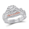 14kt Two-tone Gold Womens Round Diamond Bridal Wedding Engagement Ring Band Set 1.00 Cttw (Certified)