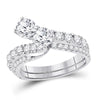 14kt White Gold Womens Round Diamond Bridal Wedding Engagement Ring Band Set 2.00 Cttw (Certified)