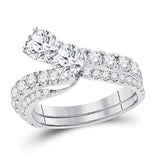 14kt White Gold Womens Round Diamond Bridal Wedding Engagement Ring Band Set 2.00 Cttw (Certified)