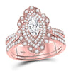 14kt Rose Gold Womens Marquise Diamond Bridal Wedding Engagement Ring Band Set 1-1/4 Cttw (Certified)