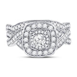 14kt White Gold Womens Round Diamond Bridal Wedding Engagement Ring Band Set 1.00  (Certified)