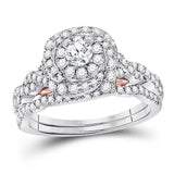14kt Two-tone Gold Womens Round Diamond Bridal Wedding Engagement Ring Band Set 1.00 Cttw (Certified)