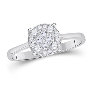 14kt White Gold Womens Princess Diamond Cluster Bridal Wedding Engagement Ring 1/2 Cttw
