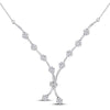 14kt White Gold Womens Round Diamond Flower Cluster Cocktail Necklace 1.00 Cttw