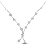 14kt White Gold Womens Round Diamond Flower Cluster Cocktail Necklace 1.00 Cttw