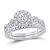 14kt White Gold Womens Round Diamond Bridal Wedding Engagement Ring Band Set 1.00 Cttw (Certified)
