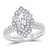 14kt White Gold Womens Marquise Diamond Bridal Wedding Engagement Ring Band Set 1-1/4 Cttw (Certified)
