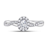 14kt White Gold Womens Oval Diamond Halo Bridal Wedding Engagement Ring 5/8 Cttw