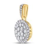 14kt Yellow Gold Womens Round Diamond Halo Cluster Pendant 1/2 Cttw