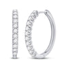14kt White Gold Womens Round Diamond Timeless Hoop Earrings 1.00 Cttw