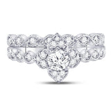 14kt Two-tone Gold Womens Round Diamond Bridal Wedding Engagement Ring Band Set 3/4 Cttw (Certified)