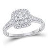 14kt White Gold Womens Round Diamond Cluster Bridal Wedding Engagement Ring 5/8 Cttw (Certified)