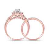 14kt Rose Gold Womens Round Diamond Twist Bridal Wedding Engagement Ring Band Set 1.00 Cttw (Certified)