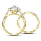 14kt Yellow Gold Womens Round Diamond Bridal Wedding Engagement Ring Band Set 1.00 Cttw (Certified)