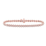 14kt Rose Gold Womens Round Diamond Milgrain Tennis Bracelet 2.00 Cttw