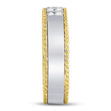 14kt Two-tone Gold His Hers Round Diamond Cluster Matching Bridal Wedding Ring Band Set 1.00 Cttw