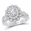 14kt White Gold Womens Oval Diamond Twist Bridal Wedding Engagement Ring Band Set 1.00 Cttw (Certified)