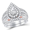 14kt Two-tone Gold Womens Pear Diamond Bridal Wedding Engagement Ring Band Set 2.00 Cttw (Certified)