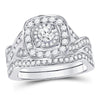 14kt White Gold Womens Round Diamond Bridal Wedding Engagement Ring Band Set 1.00  (Certified)