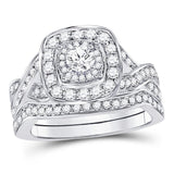 14kt White Gold Womens Round Diamond Bridal Wedding Engagement Ring Band Set 1.00  (Certified)