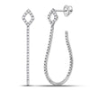 14kt White Gold Womens Round Diamond Modern Hoop Earrings 3/4 Cttw