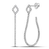 14kt White Gold Womens Round Diamond Modern Hoop Earrings 3/4 Cttw