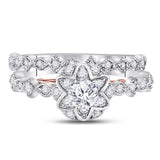 14kt Two-tone Gold Womens Round Diamond Bridal Wedding Engagement Ring Band Set 3/4 Cttw (Certified)