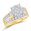 14kt Yellow Gold Womens Princess Diamond Bridal Wedding Engagement Ring Band Set 1-3/8 Cttw