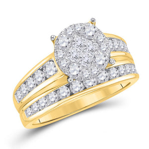 14kt Yellow Gold Womens Princess Diamond Bridal Wedding Engagement Ring Band Set 1-3/8 Cttw