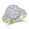 14kt Yellow Gold Womens Round Diamond Right Hand Cluster Ring 1-3/4 Cttw