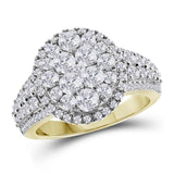 14kt Yellow Gold Womens Round Diamond Right Hand Cluster Ring 1-3/4 Cttw