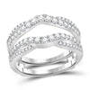 14kt White Gold Womens Round Diamond Wrap Ring Guard Enhancer 5/8 Cttw