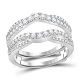 14kt White Gold Womens Round Diamond Wrap Ring Guard Enhancer 5/8 Cttw