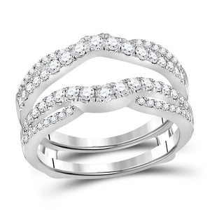 14kt White Gold Womens Round Diamond Wrap Ring Guard Enhancer 5/8 Cttw